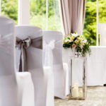 The aisle in the Conservatory, chair detail, wedding ceremony